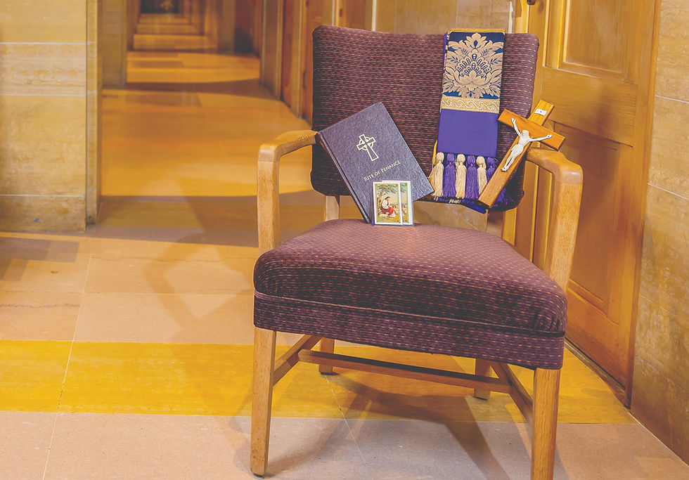 Purple Chair With Bible and Cross