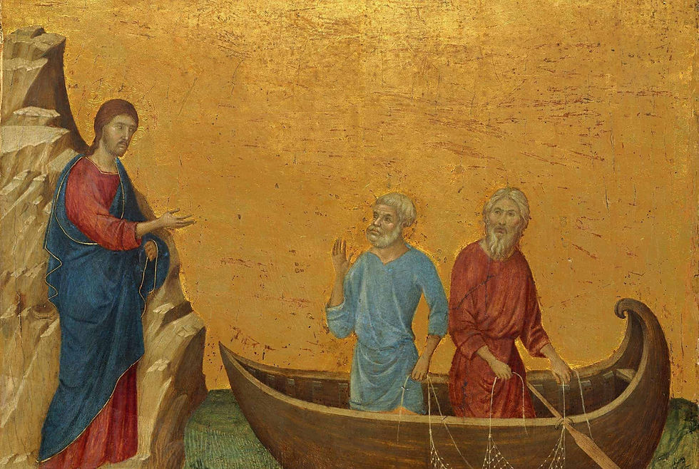 An icon of Jesus coming to apostles in a boat